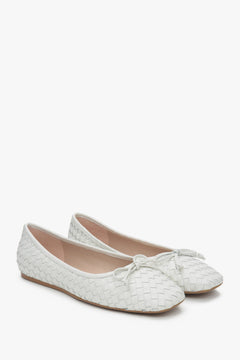 Geflochtene Leder Ballerinas in Weiß für Damen Detailansicht der Vorderkappe ER00117155
