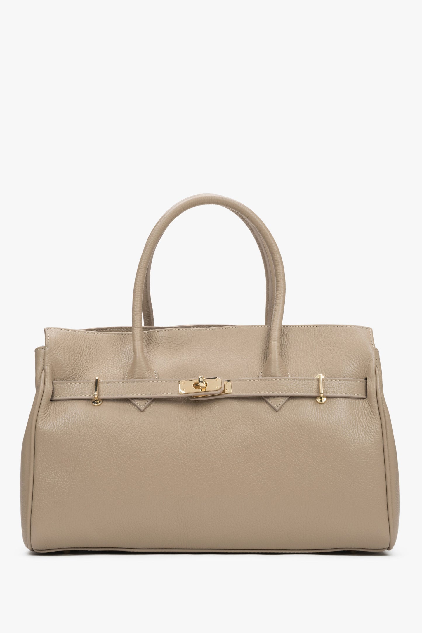 Beige Damen-Henkeltasche aus edlem italienischem Echtleder in Übergröße Estro ER00116801.