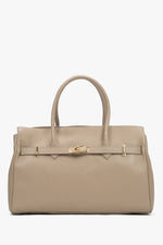 Beige Damen-Henkeltasche aus edlem italienischem Echtleder in Übergröße Estro ER00116801.