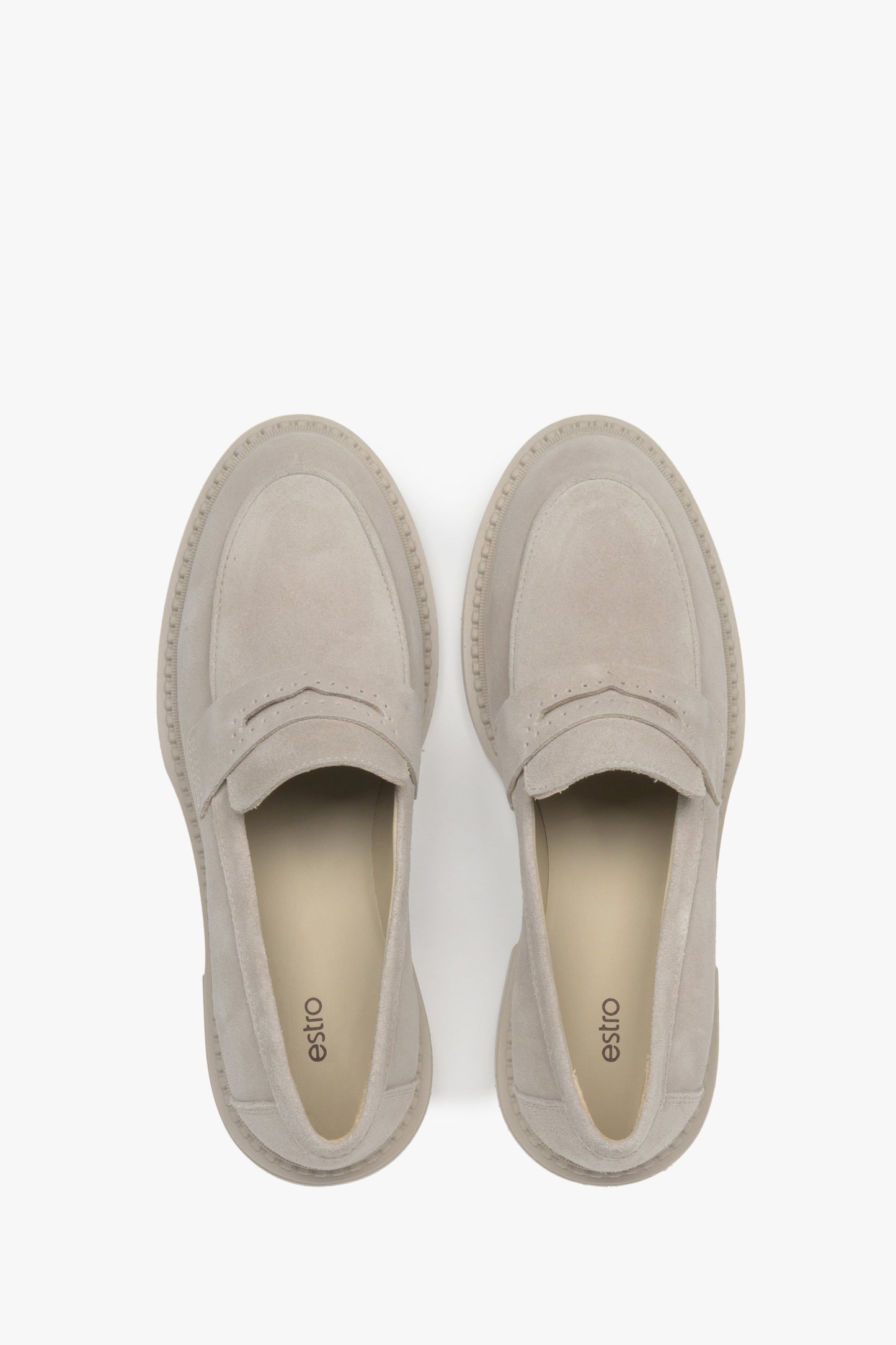 Seitenansicht eines beigen Penny-Loafers für Damen Estro ER00117127