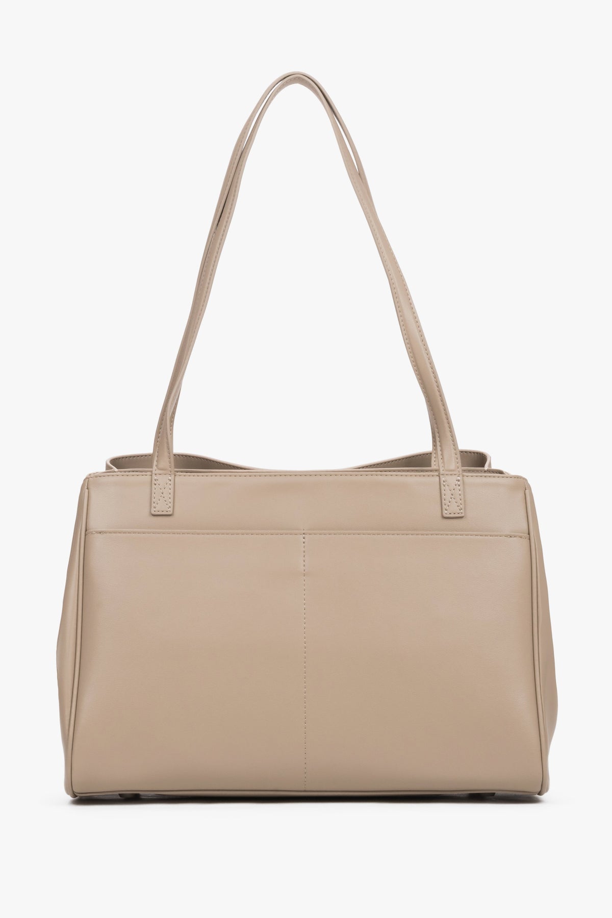 Beige Damen-Schultertasche aus echtem Leder von Estro in Rückansicht