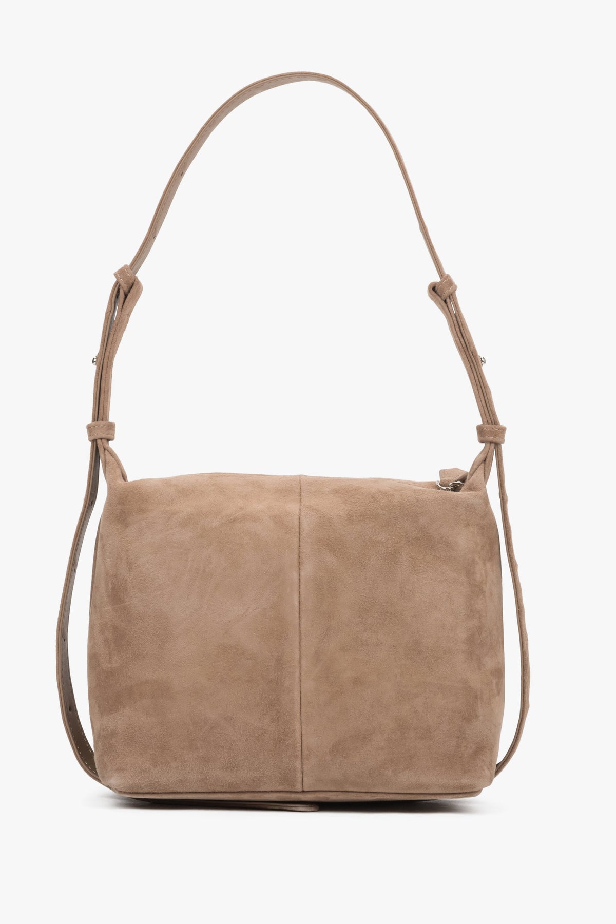 Beige Schultertasche mit verstellbarem Riemen Seitenprofil