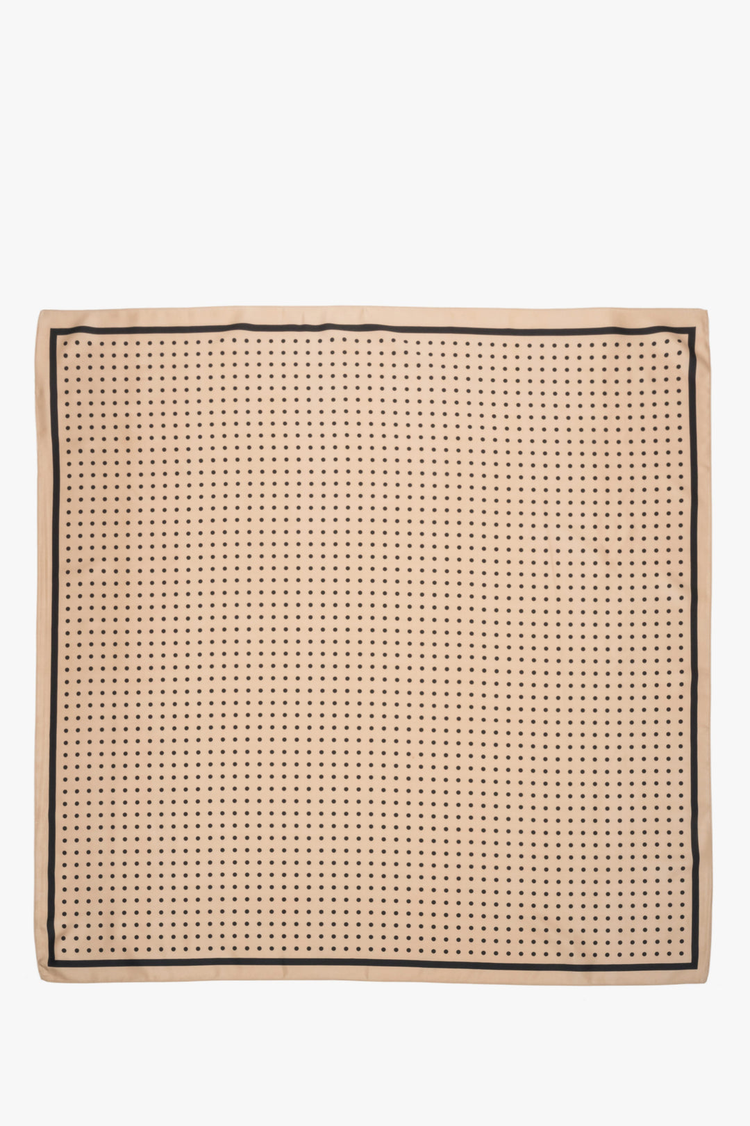 Ganzansicht des ausgebreiteten quadratischen Damen-Halstuchs zur Veranschaulichung des Polka-Dot-Designs