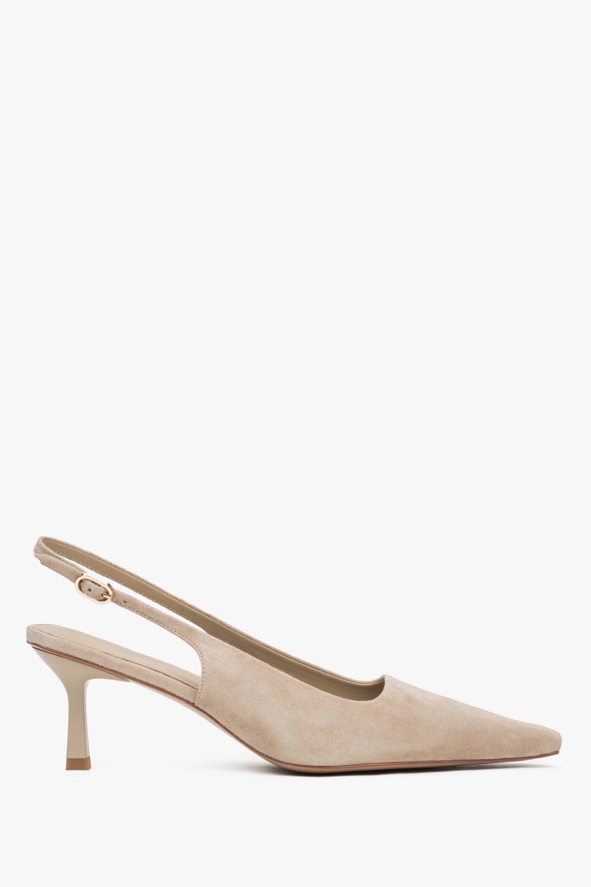 Beige Damen Slingback-Pumps aus Velours mit niedrigem Absatz Estro ER00117228