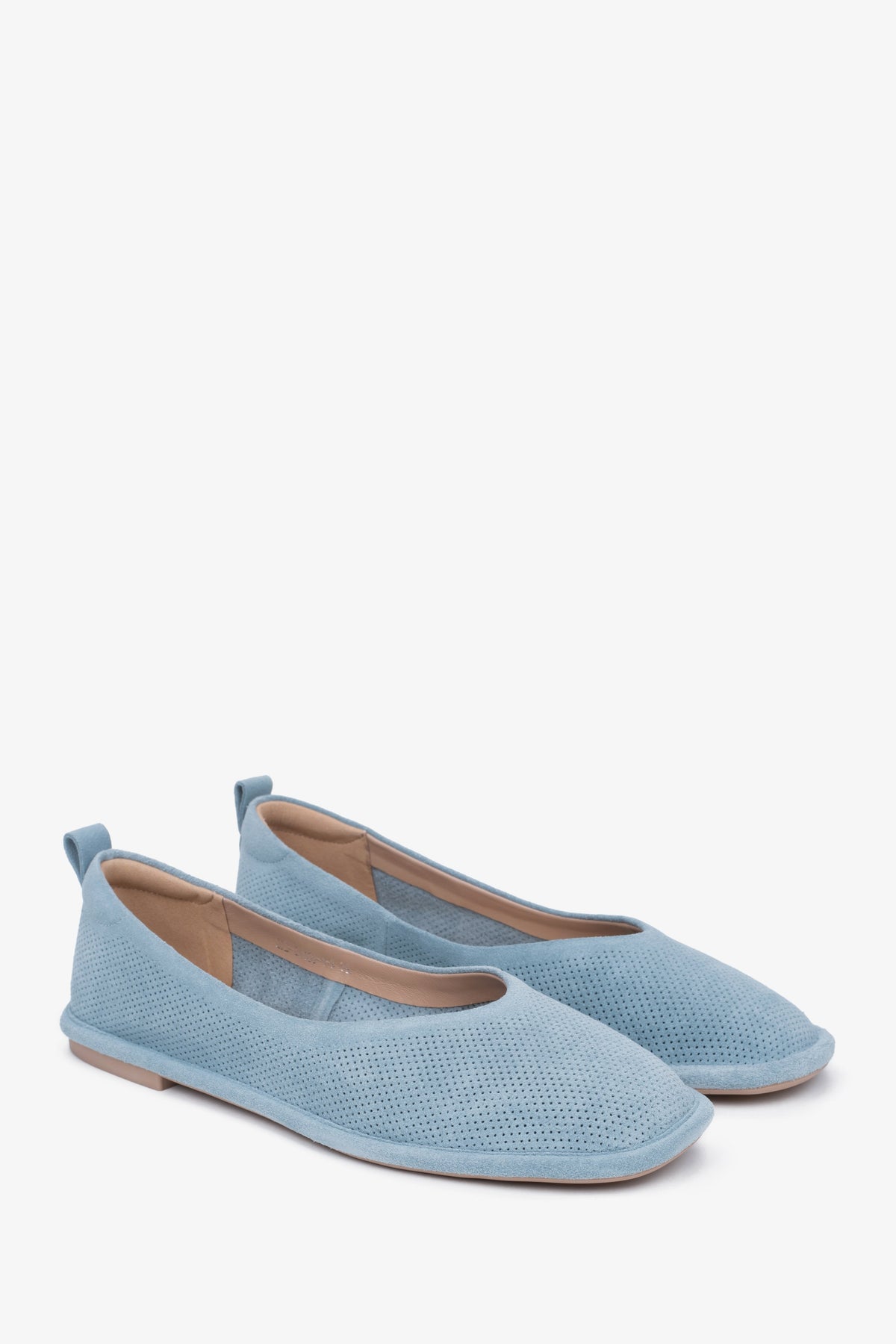 Sommerliche blaue Ballerinas aus echtem Velours mit atmungsaktiver Struktur ER00116925