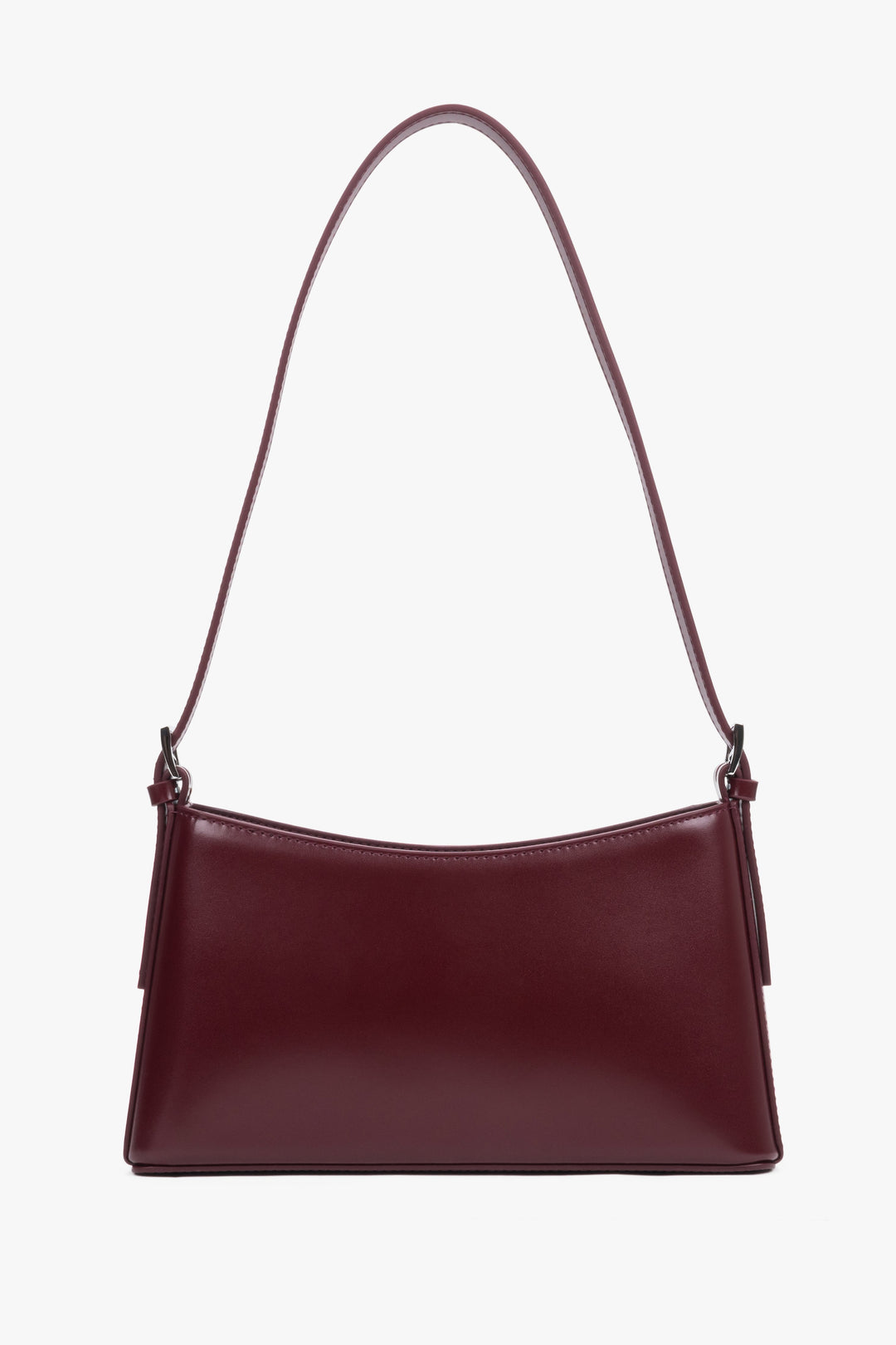 Bordeauxrote Damen-Schultertasche aus Leder in Frontansicht mit kurzem Riemen
