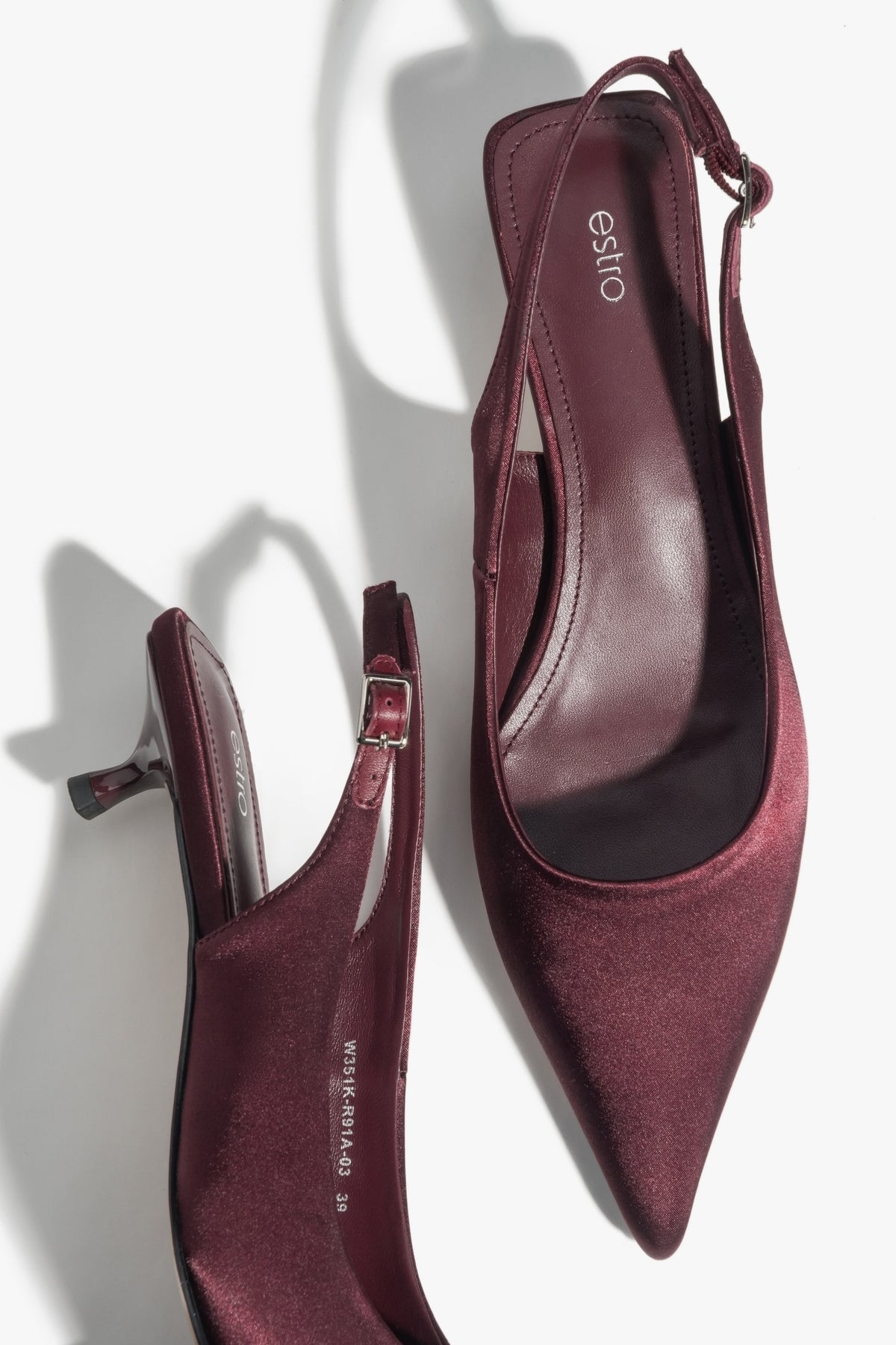Bordeauxrote Damen-Slingpumps mit niedrigem Absatz Estro ER00117209.