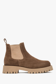 Brauner Damen-Chelsea-Boot aus edlem italienischem Velours Estro ER00116254.