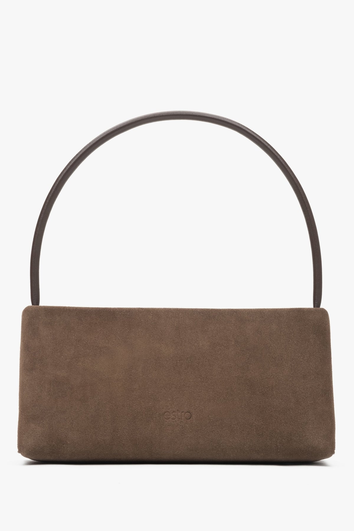 Braune Damen-Schultertasche aus echtem Velours Estro ER00116821.