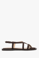 Braune Damen-Velours-Sandalen mit Kreuzriemen Estro ER00117386.