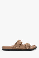 Braune Pantolette aus Leder mit verstellbaren Riemen für Damen Estro ER00117198.