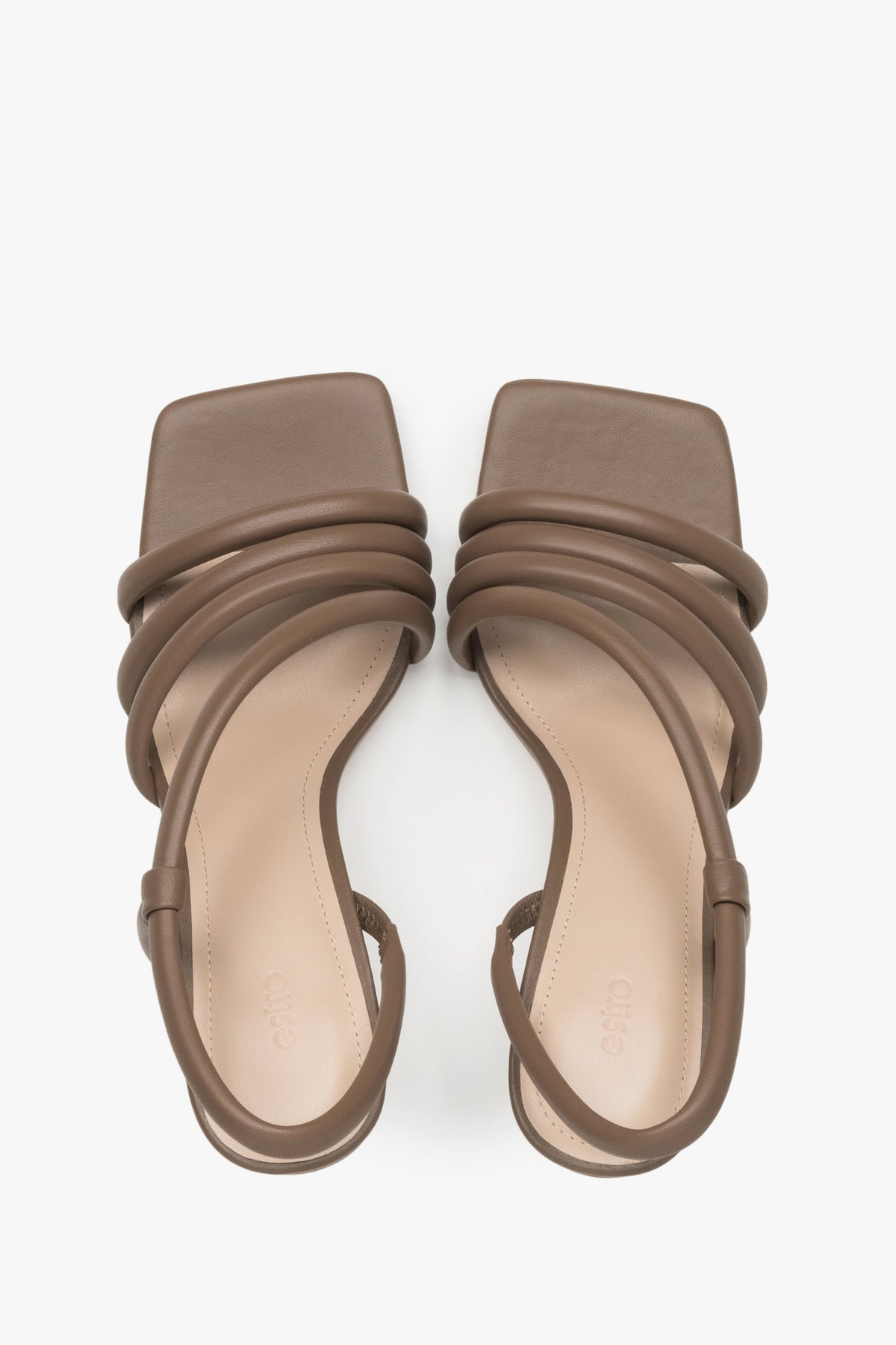 Braune Absatzsandalen mit bequemem Lederfußbett Estro ER00117443