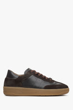 Brauner Damen-Sneaker aus einem italienischen Leder-Velours-Mix Estro ER00115729.