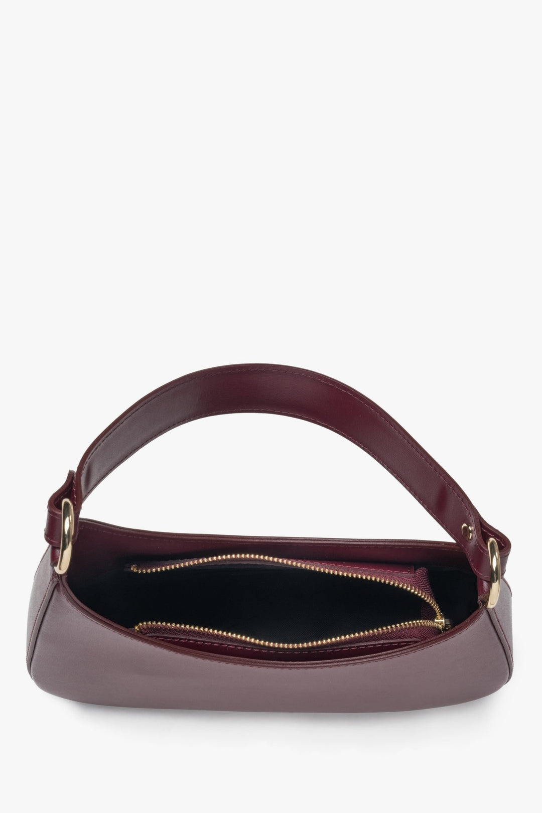 Ansicht der geöffneten Tasche von oben zur Veranschaulichung des Innenraums und Reißverschlusses 