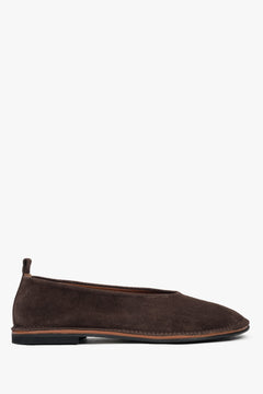 Damen Ballerinas aus Velours in Sattelbraun Estro ER00117363.