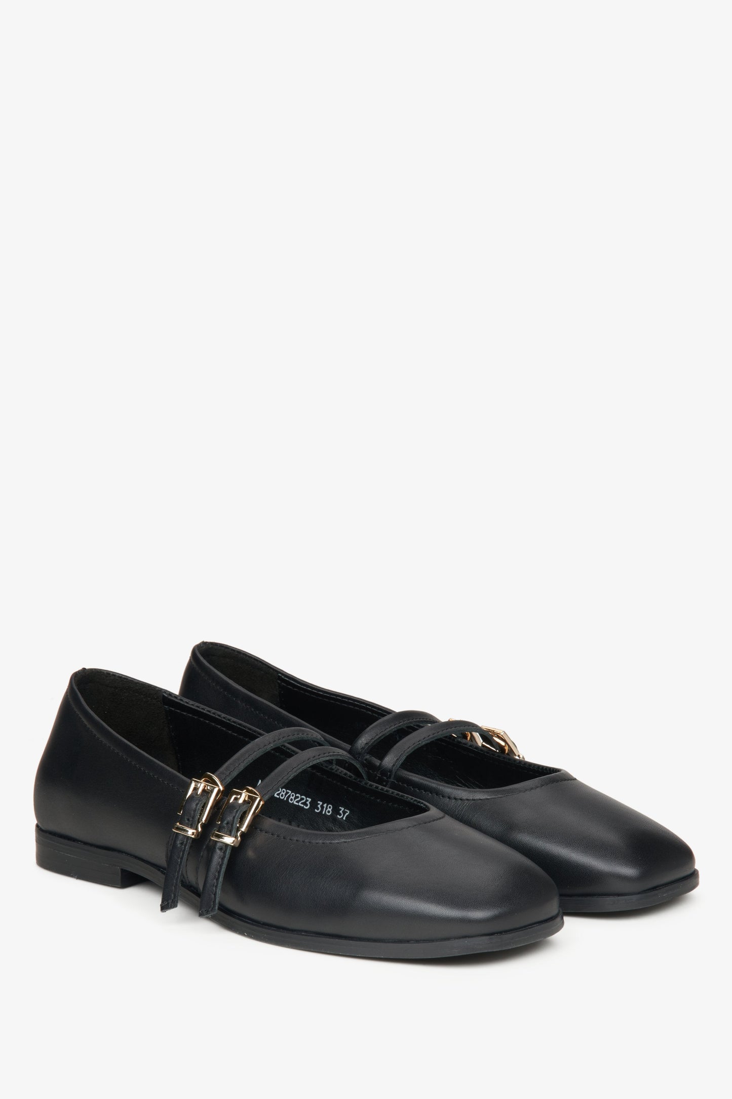 Elegante Ballerinas aus echtem Leder mit dekorativer Schnalle–Estro ER00115555