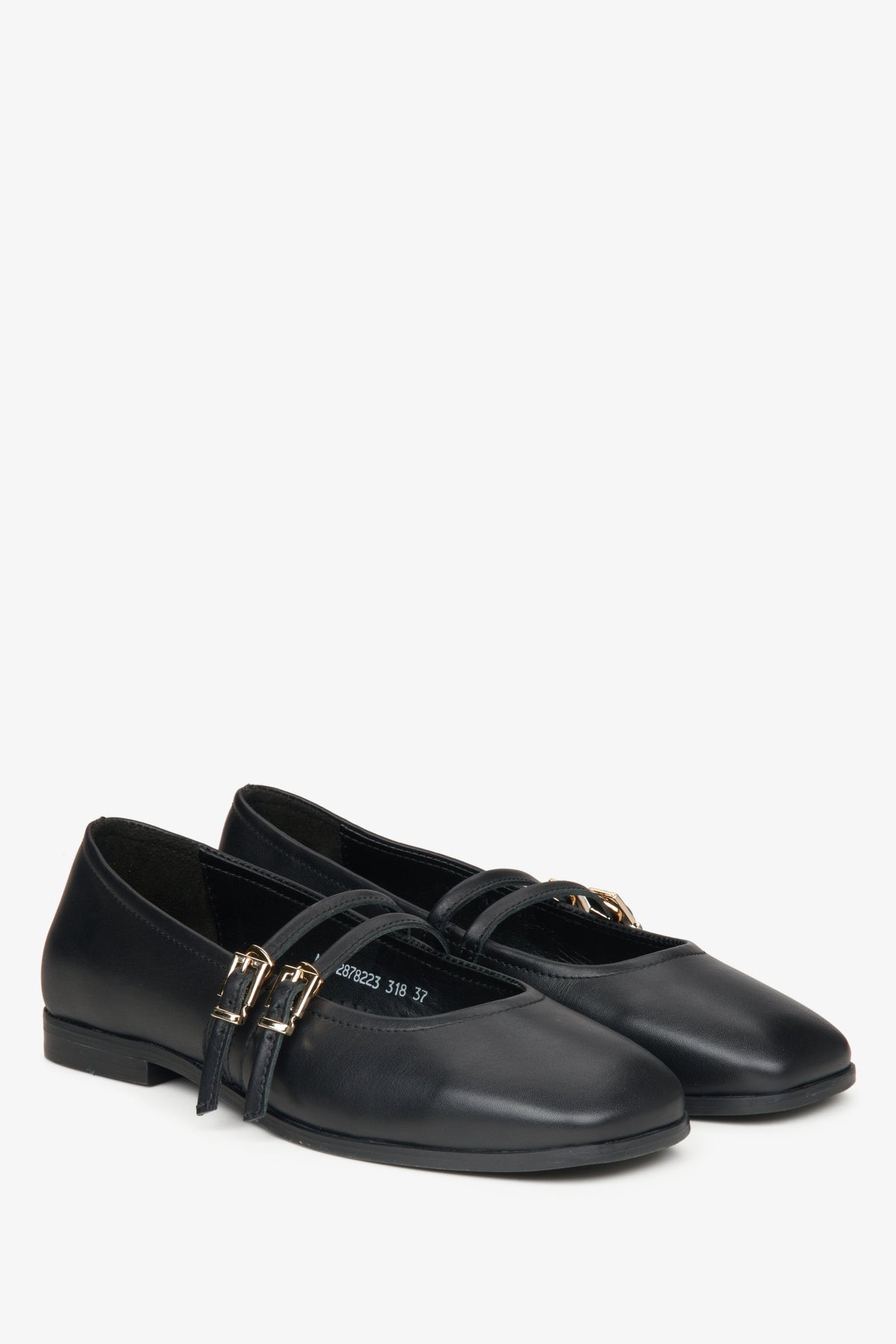 Elegante Ballerinas aus echtem Leder mit dekorativer Schnalle–Estro ER00115555