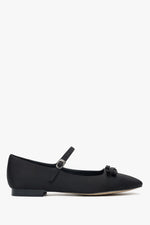 Schwarze Ballerinas aus Textil mit Schnalle und Schleife, Modell Estro ER00116903