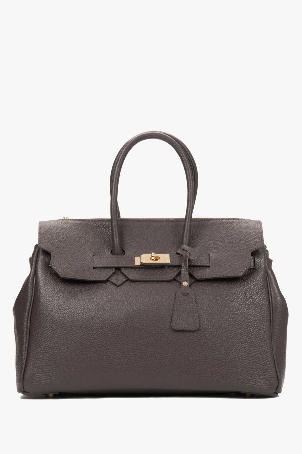 Dunkelbraune Damen Henkeltasche aus italienischem Echtleder, Estro ER00116362