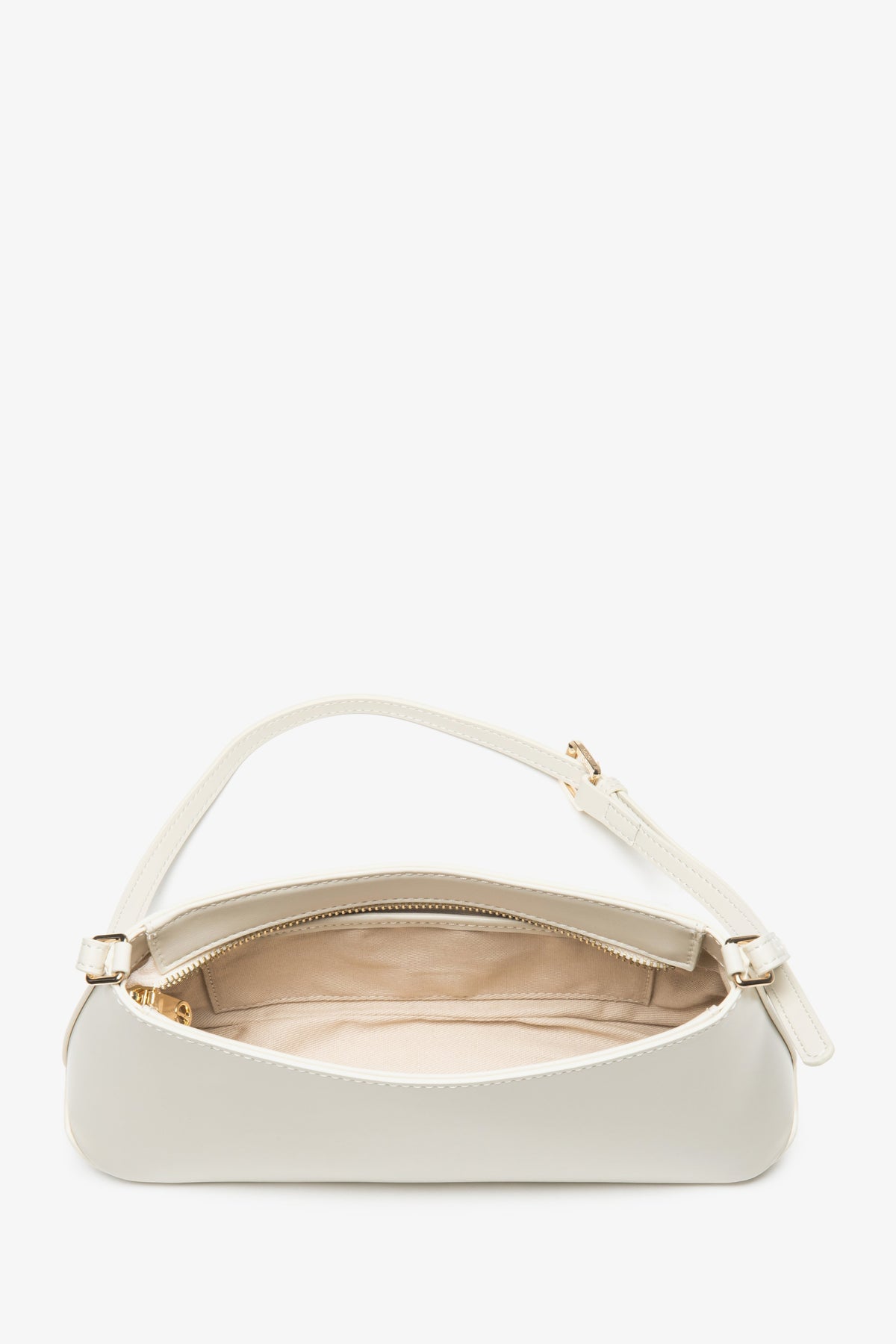 Elegante Hellbeige Schultertasche aus Leder für Damen, mit verstellbarem Riemen und sicherem Reißverschluss ER00116878