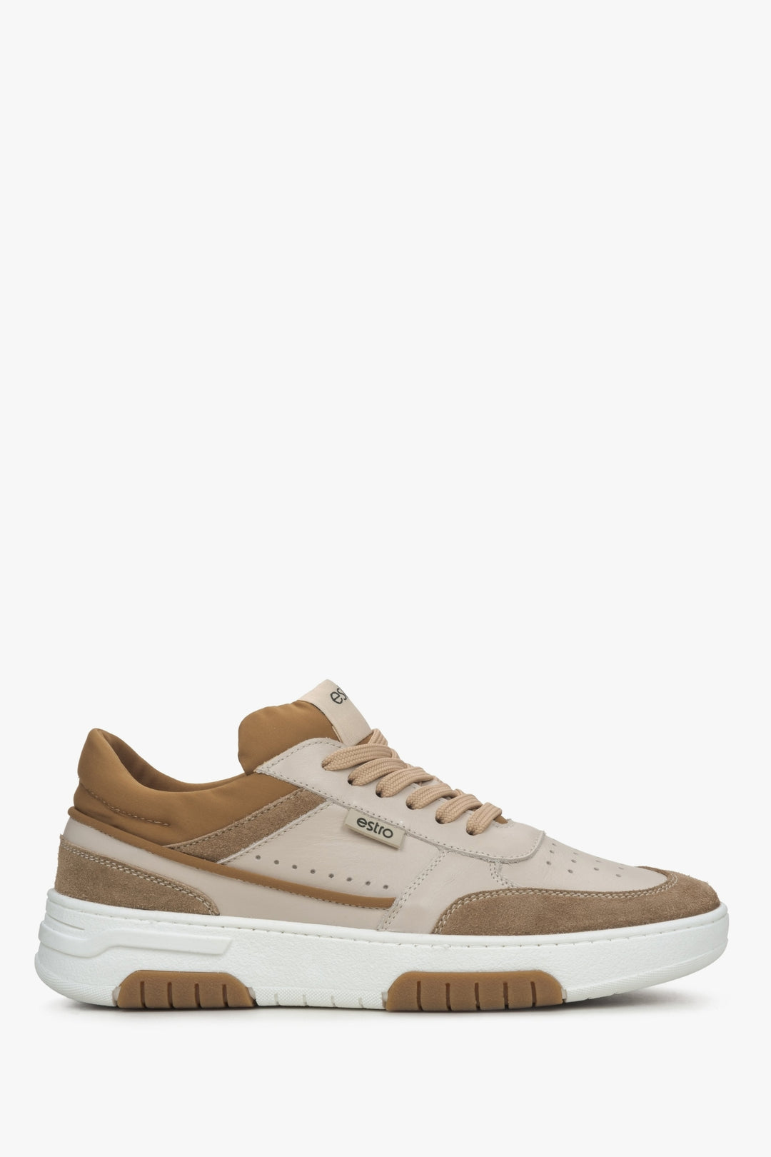 Damen Plateau-Sneaker in Braun und Beige aus Leder – Estro ER00115653