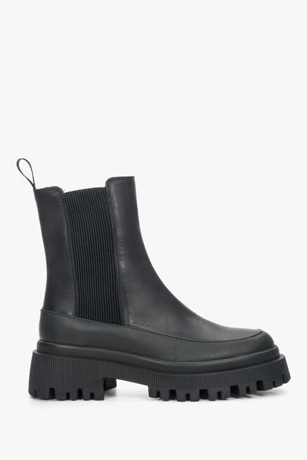 Damen Stiefeletten in Schwarz mit echtem Leder und Plateau Estro ER00110197