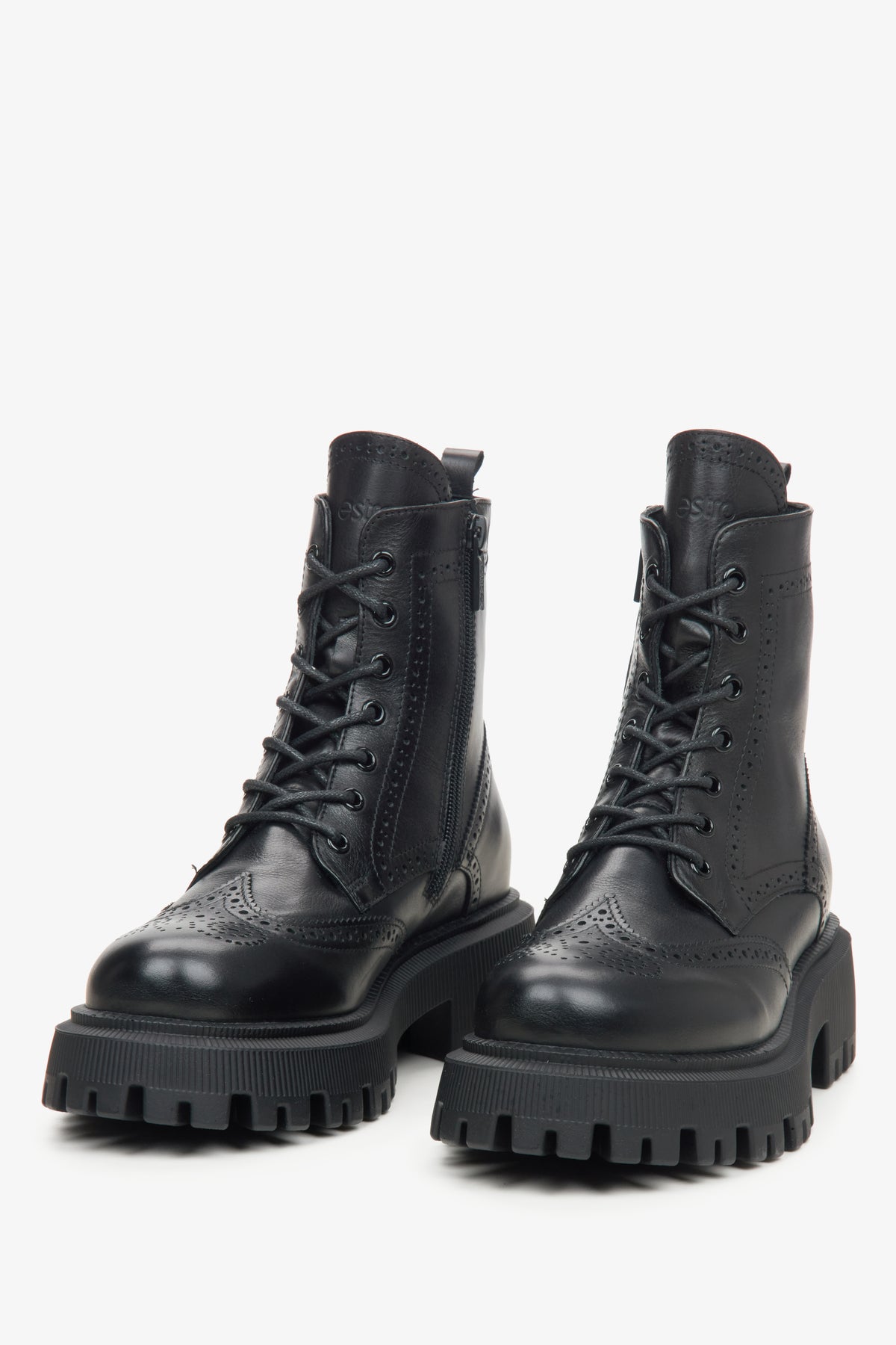 Zeitlose Ankle Boots aus schwarzem Premiumleder für Damen. Estro ER00110958