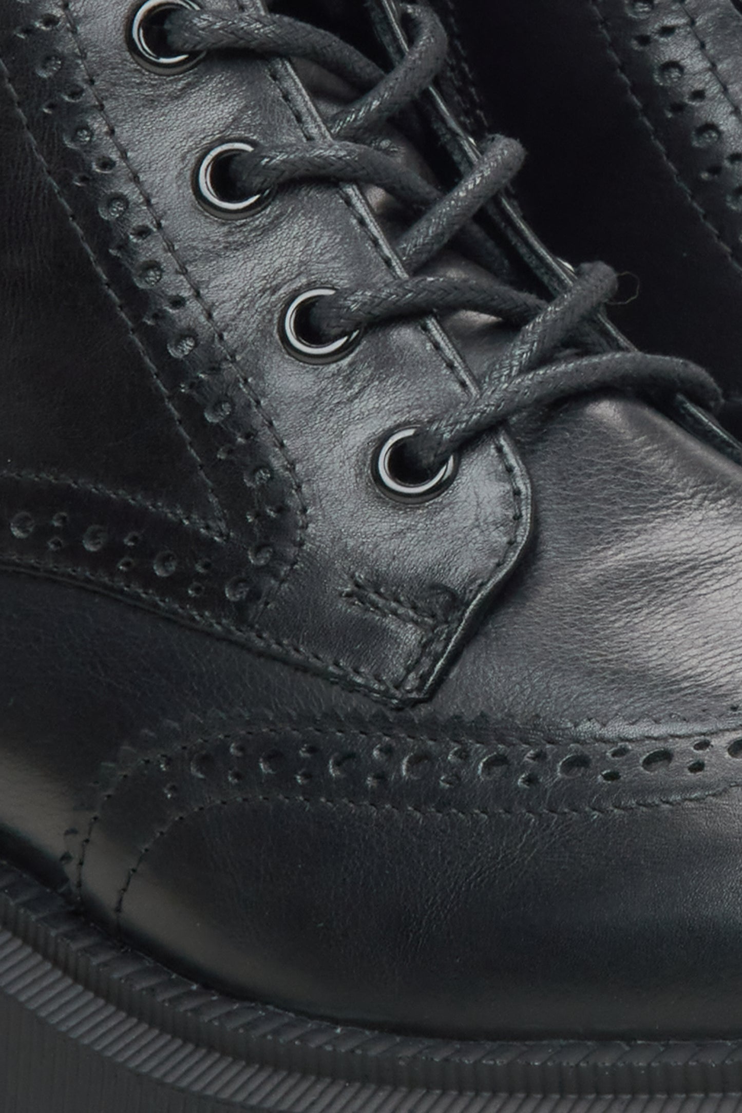 Damen Schnür-Stiefeletten aus echtem italienischem Leder in Schwarz Estro ER00110958