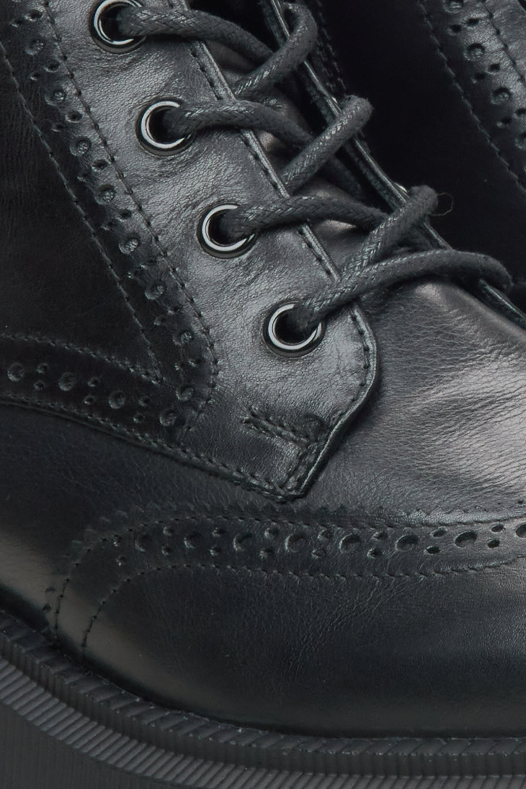 Damen Schnür-Stiefeletten aus echtem italienischem Leder in Schwarz Estro ER00110958