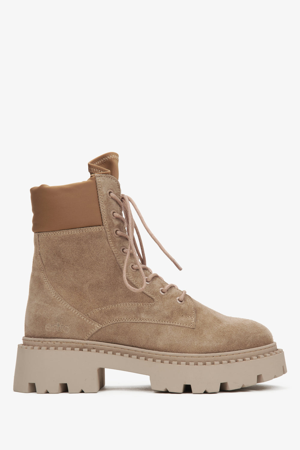 Damen-Schnürstiefeletten aus italienischem Velours in Beige Estro ER00116222.