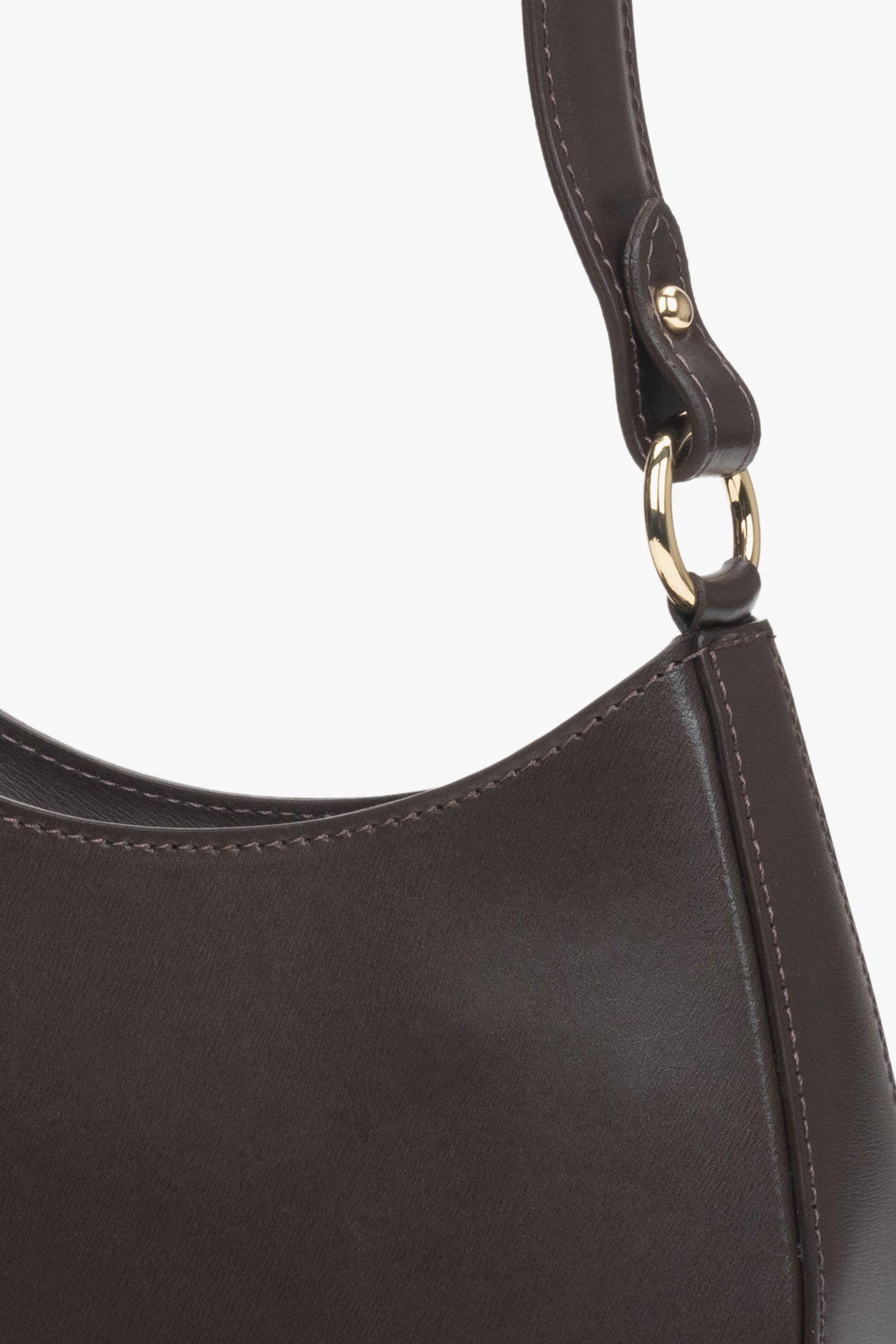 Zeitlose Damen Schultertasche aus dunkelbraunem Echtleder, Estro ER00116375