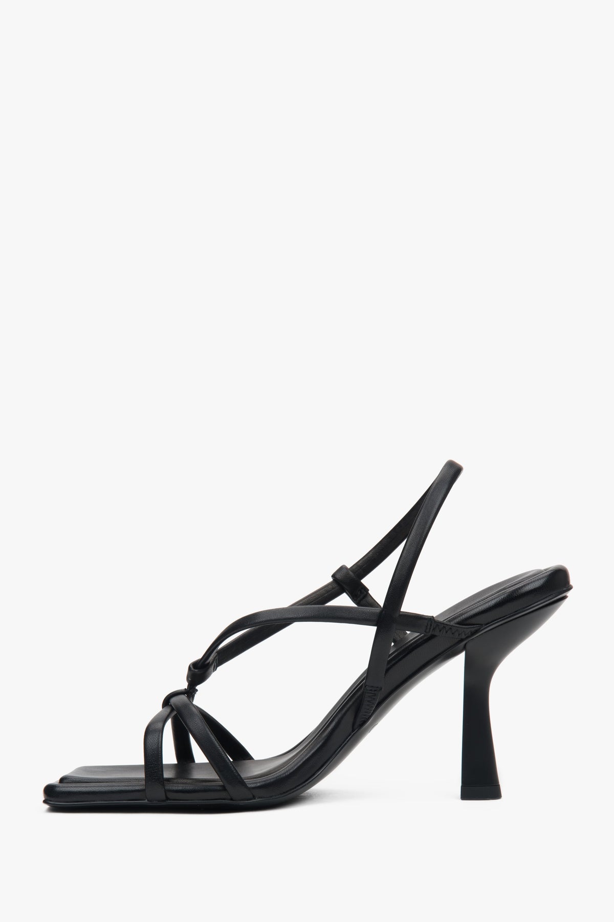 Sommerliche schwarze Ledersandalen mit 10 cm Absatz Estro ER00116895