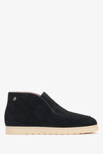 Schwarze Low-Top Stiefeletten aus Veloursleder und Leder, Modell Estro ER00116615
