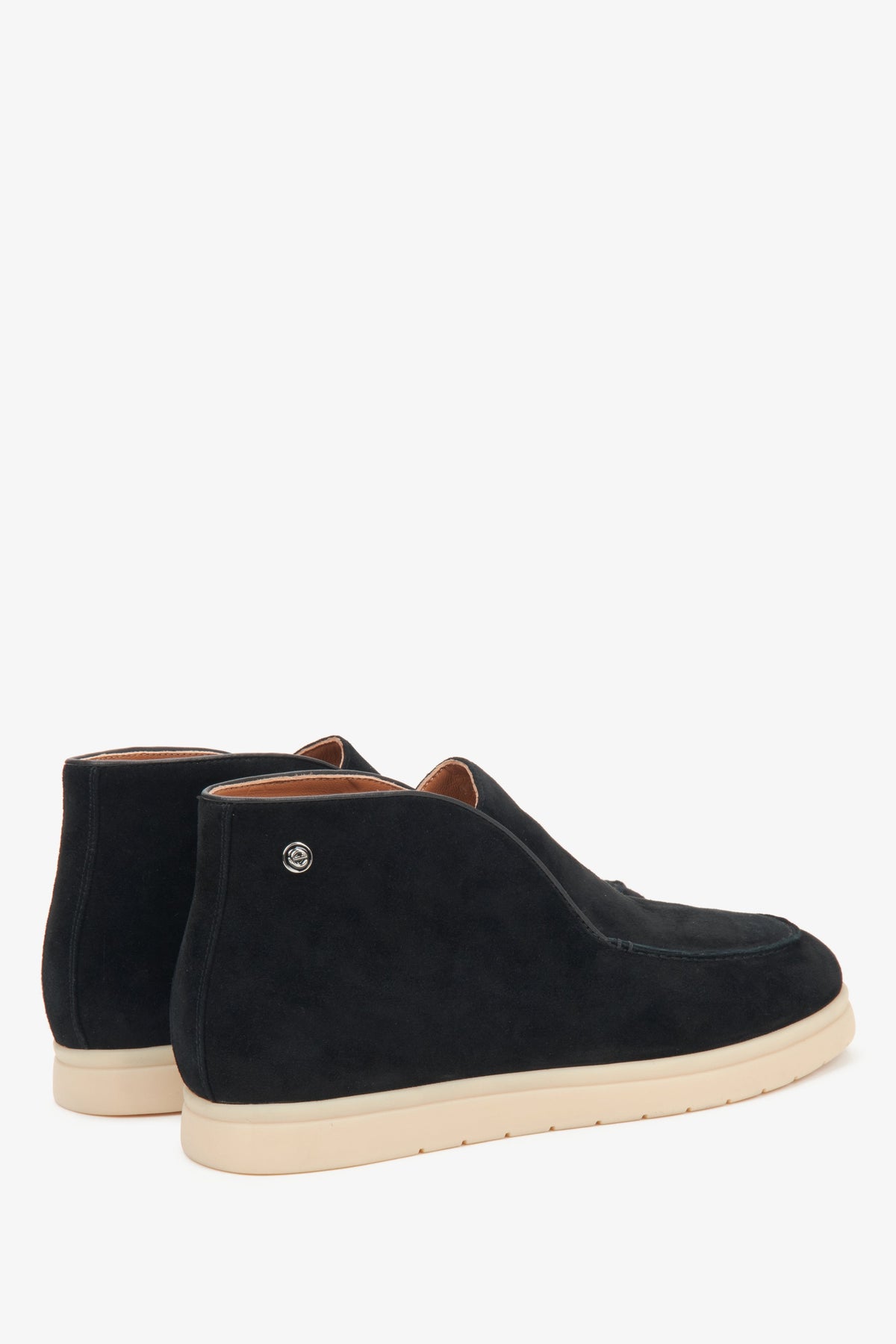 Schwarze Ankle Boots aus Veloursleder mit Lederdetails, Estro ER00116615