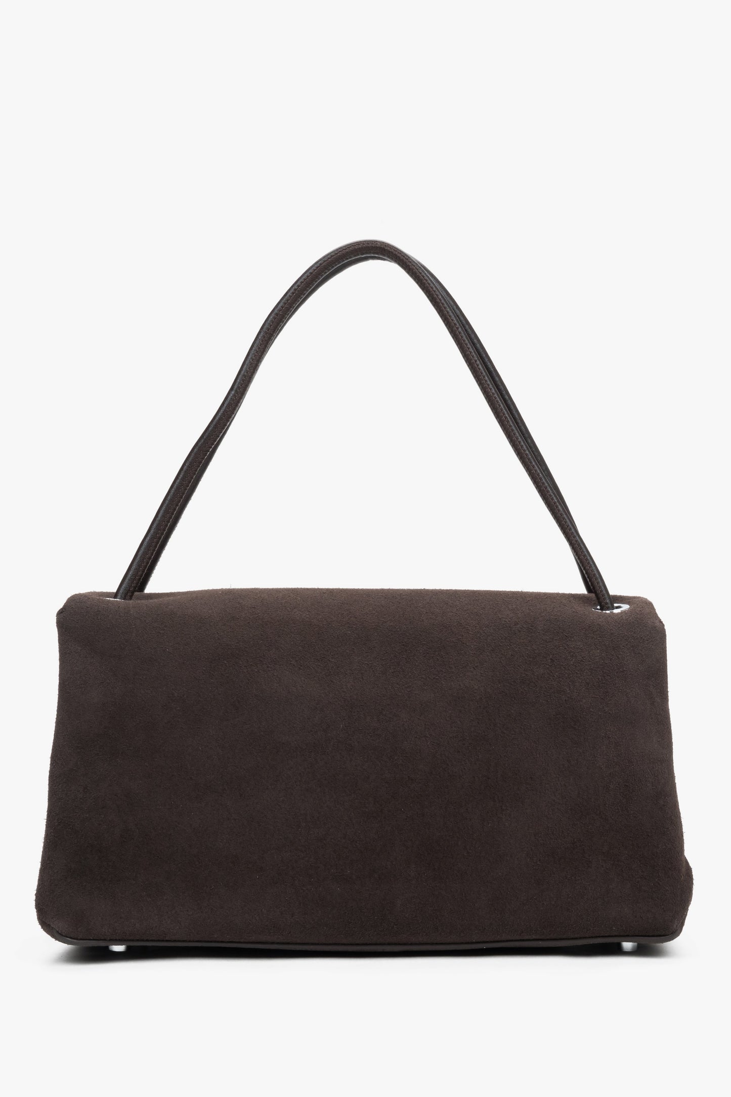 Dunkelbraune Damen-Crossbody-Bag aus Velours in Frontansicht mit Schulterriemen