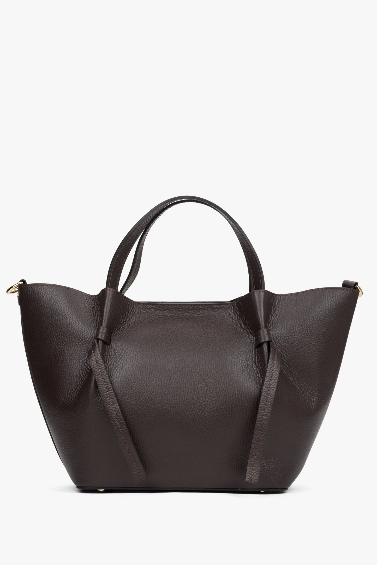 Dunkelbraune Damen-Handtasche in Bootsform aus edlem italienischem Echtleder Estro ER00116352.