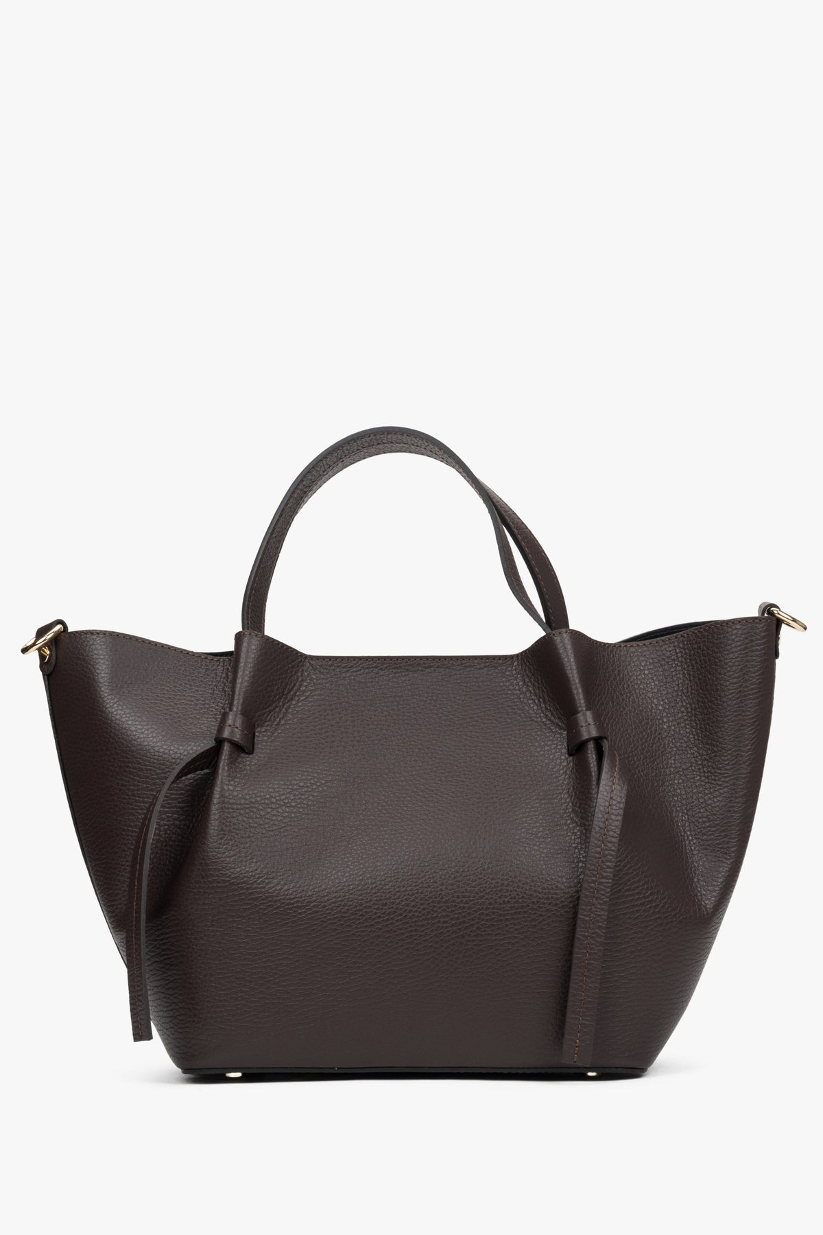 Dunkelbraune Damen-Handtasche von Estro in Bootsform aus edlem italienischem Echtleder.