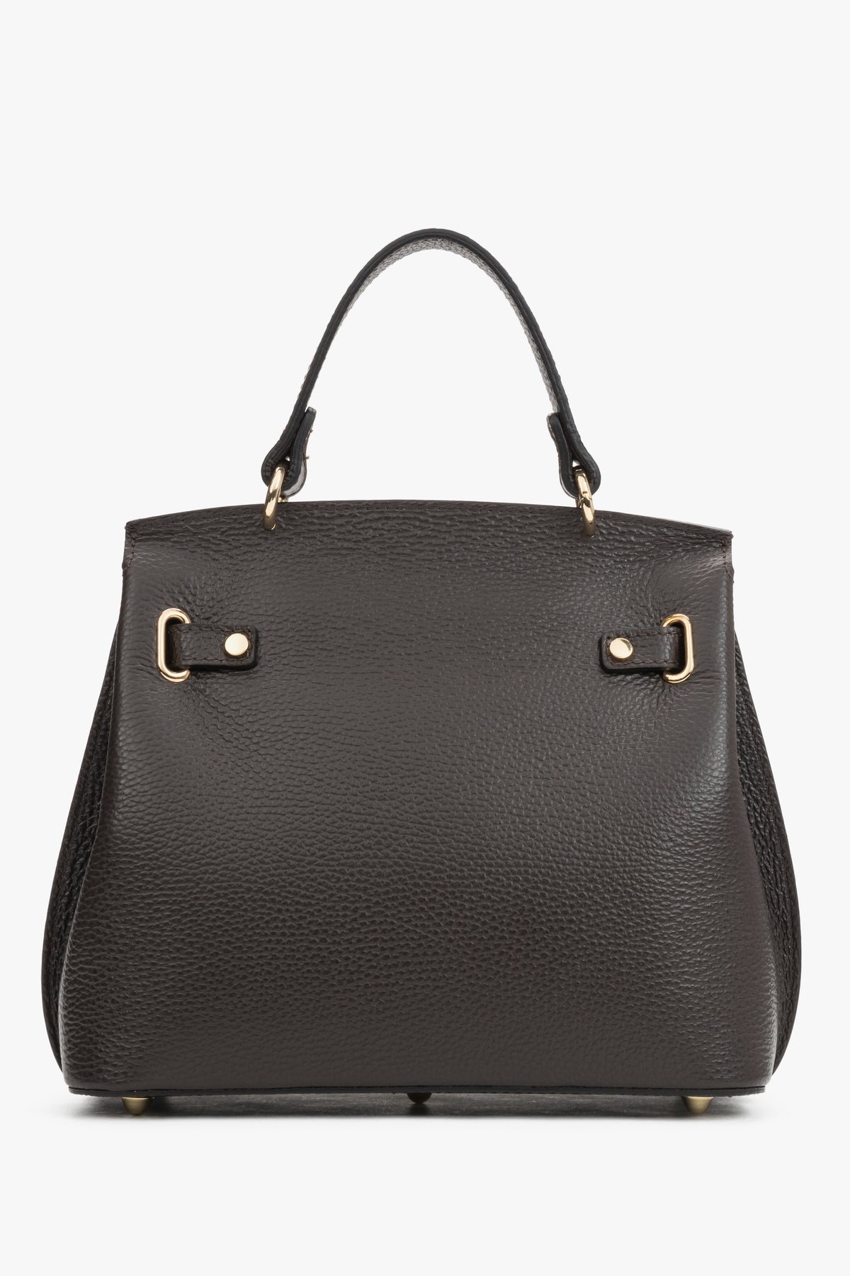 Rückansicht der klassischen dunkelbraunen Satchel Bag aus feinem italienischem Premium-Naturleder