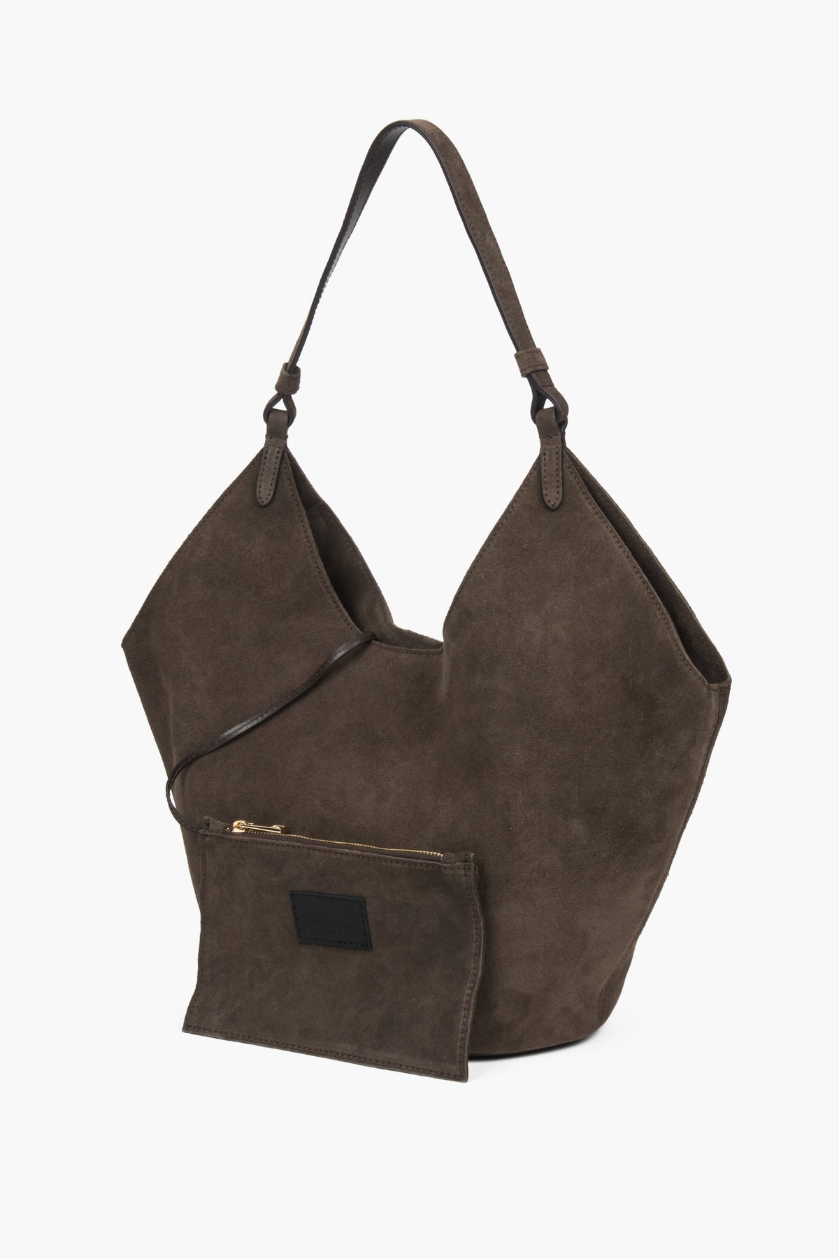 Leicht schräge Ansicht der großen Damen-Shopper-Tasche aus Echtleder