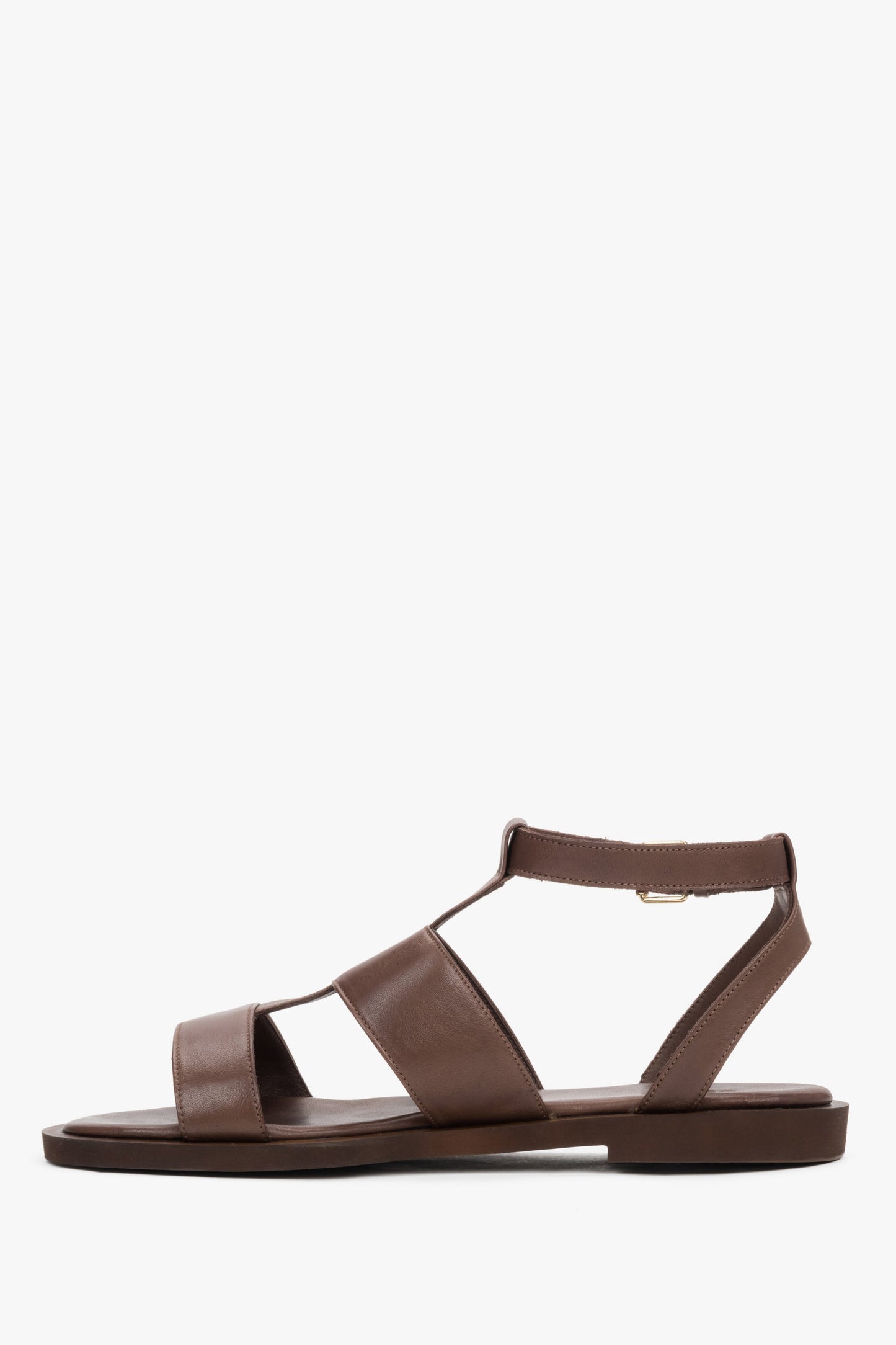 Dunkelbraune Damen-Sandalen mit Schnalle und weichen Riemen