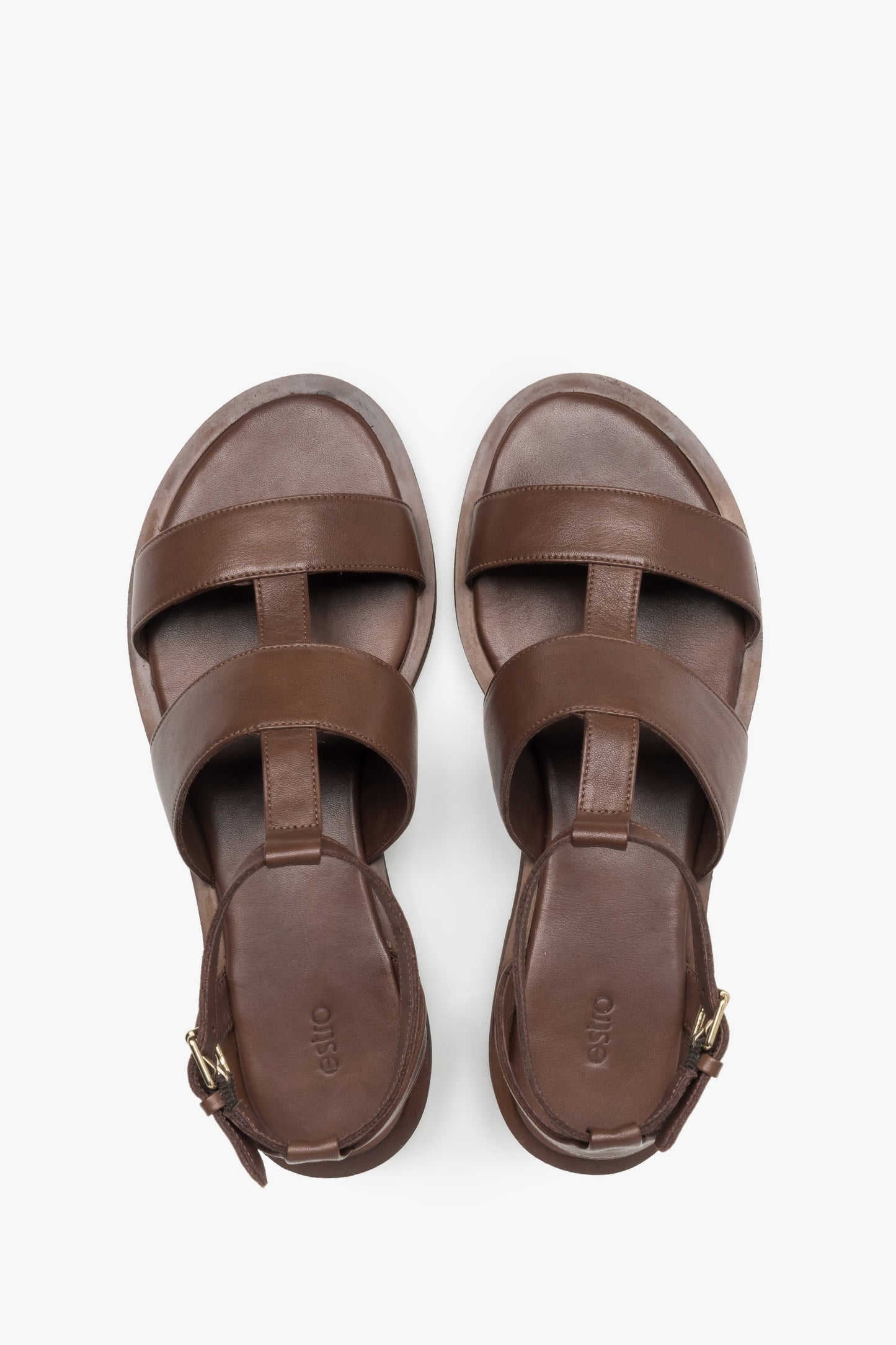 Dunkelbraune Sandalen aus Echtleder von oben