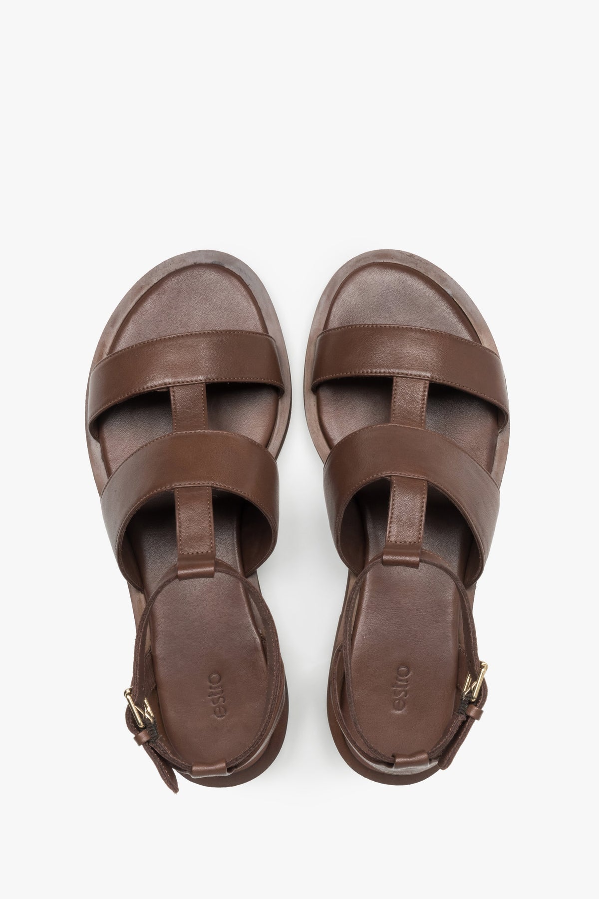 Dunkelbraune Sandalen aus Echtleder von oben