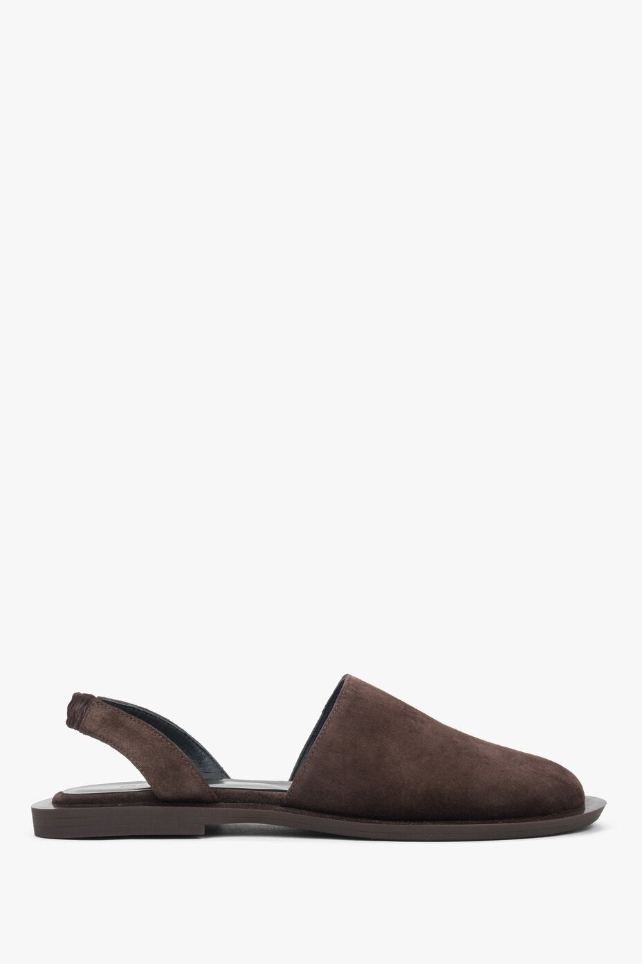 Dunkelbraune Damen-Sandalen aus Velours mit geschlossener Zehenpartie, Seitenansicht