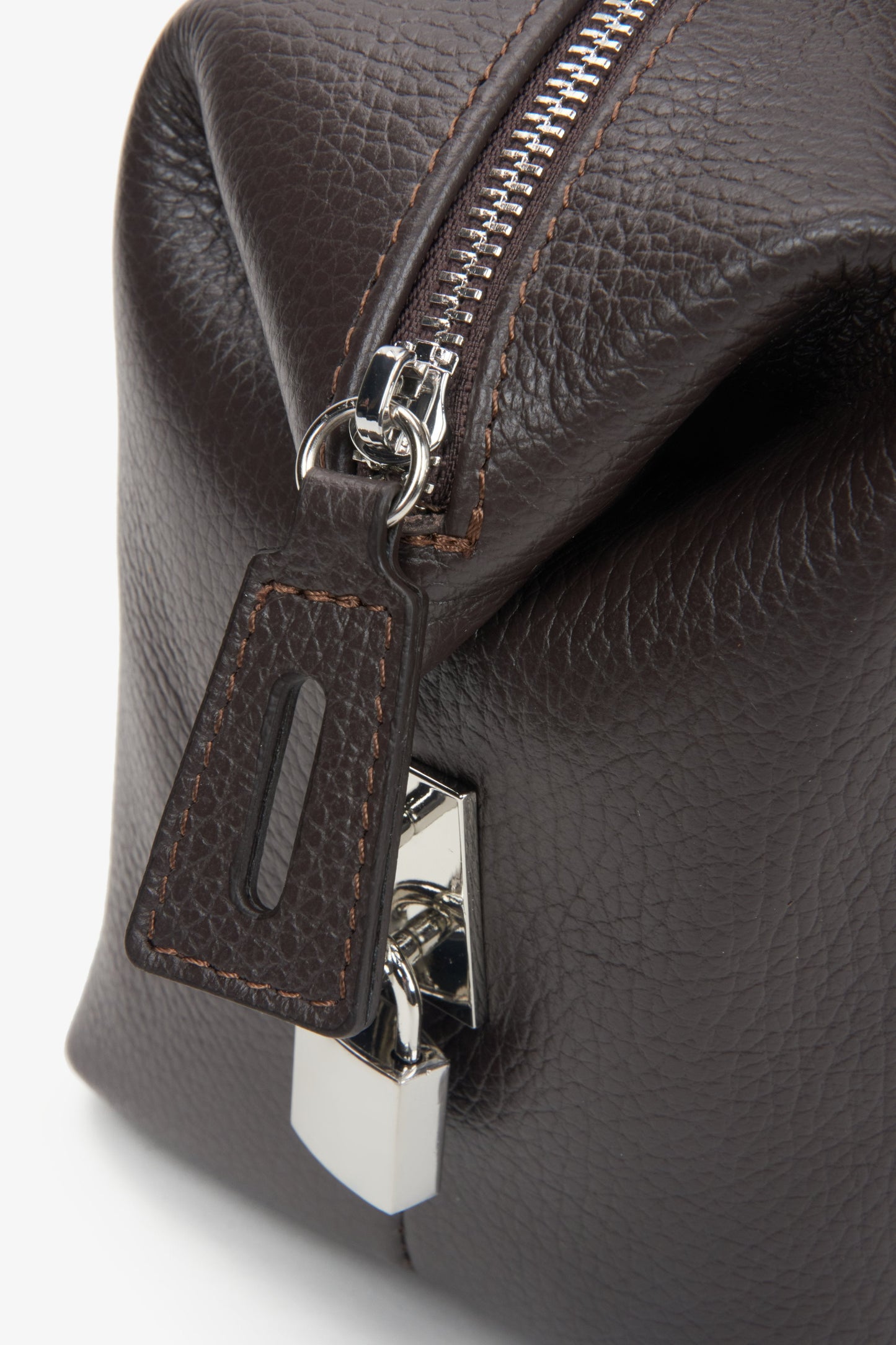 Dunkelbraune Damen-Satchel-Tasche aus edlem italienischem Echtleder Estro ER00116700