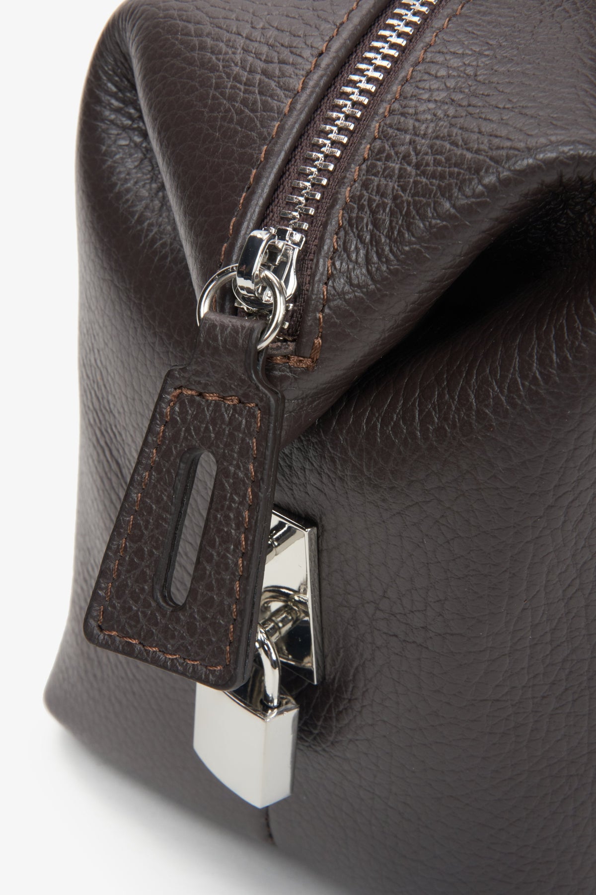 Dunkelbraune Damen-Satchel-Tasche aus edlem italienischem Echtleder Estro ER00116700