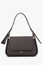 Dunkelbraune Damen-Schultertasche aus edlem italienischem Echtleder Estro ER00116349.