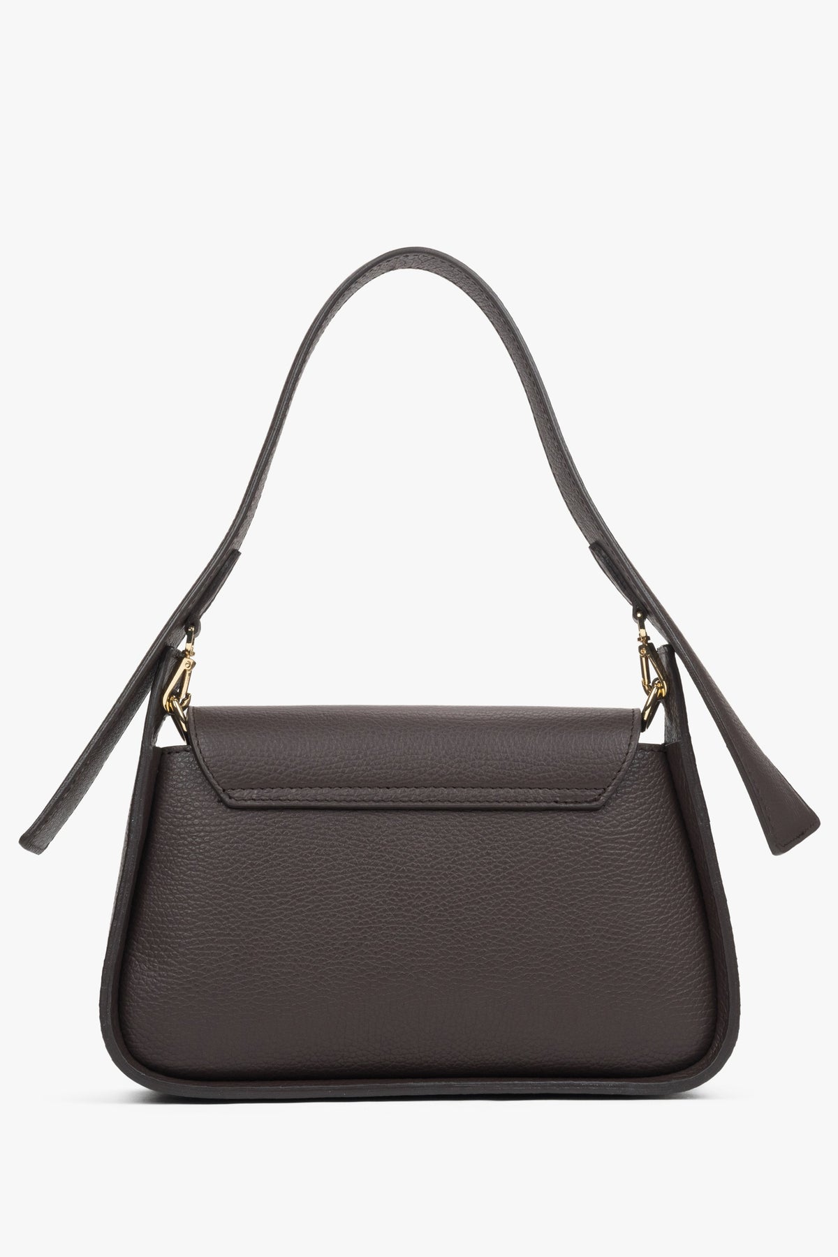 Damen-Schultertasche in Dunkelbraun von Estro – Rückseite.