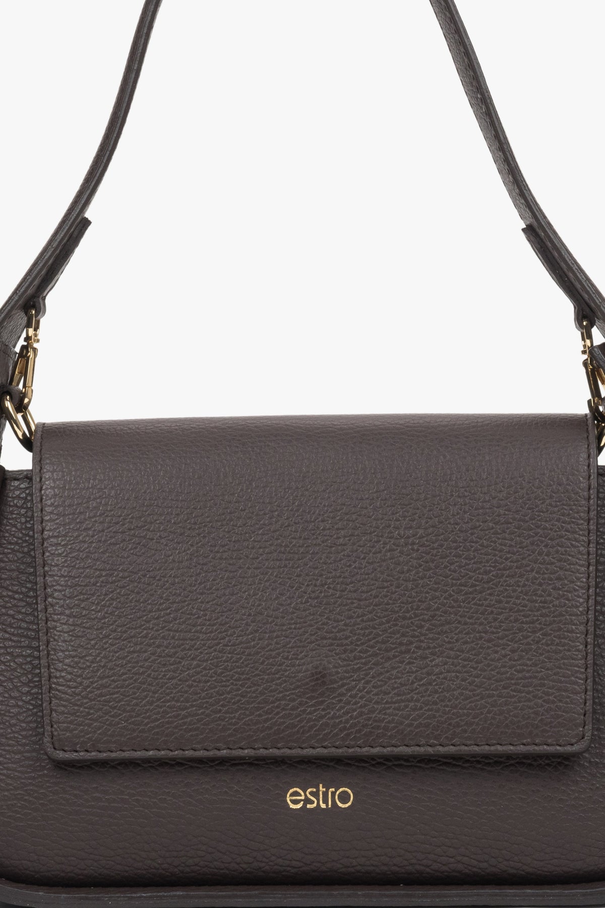 Damen-Tasche in Dunkelbraun von Estro – Nahaufnahme der Details.