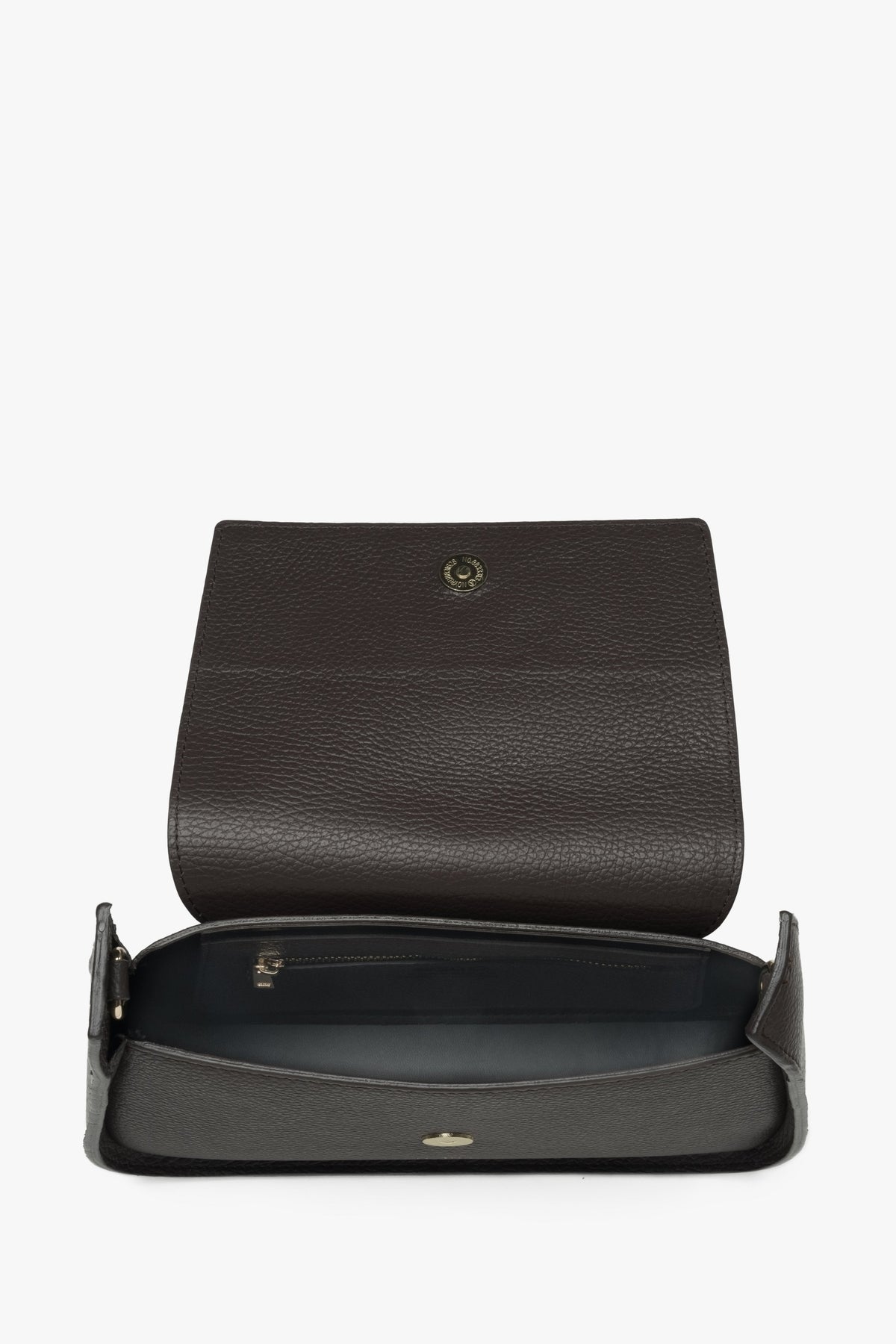 Dunkelbraune Leder-Tasche von Estro – Innenansicht des Modells.
