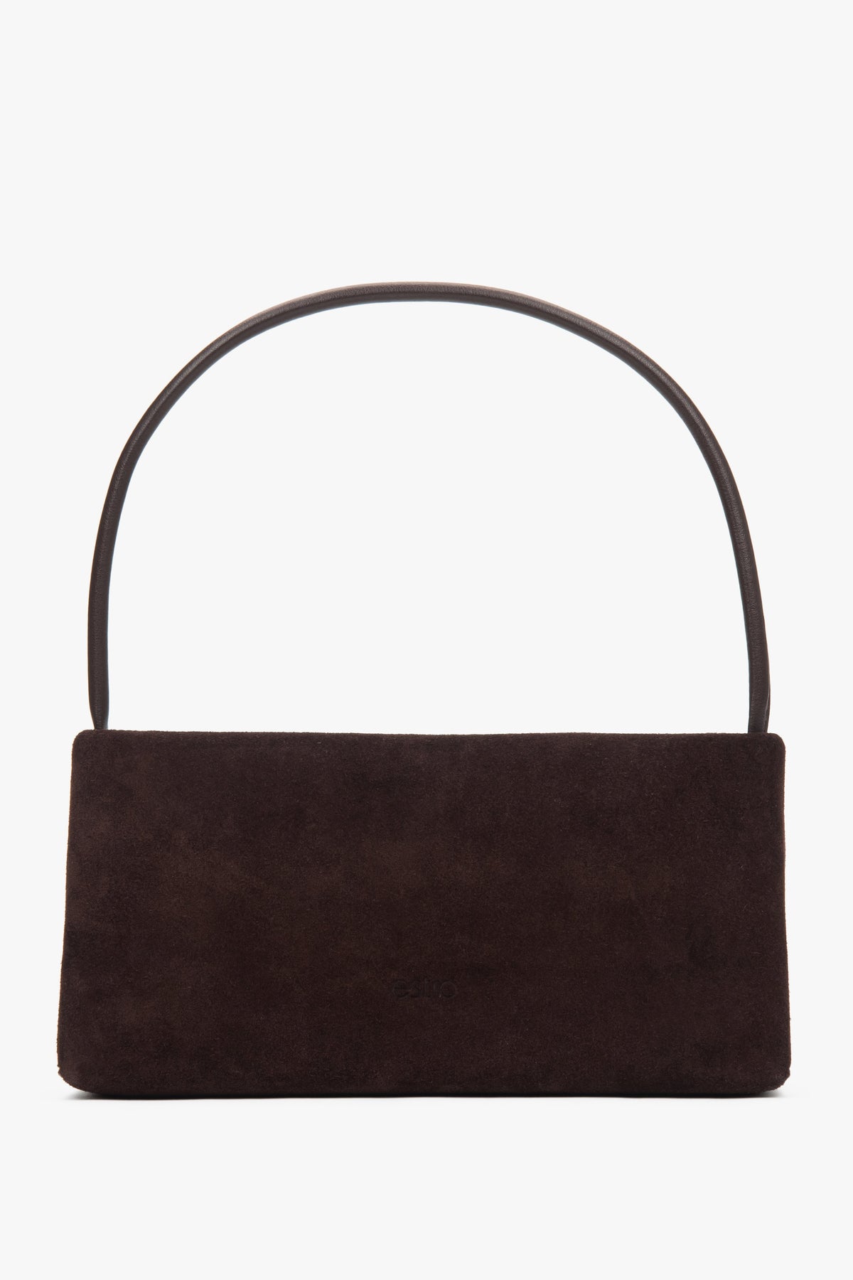 Seitenansicht der flach liegenden Tasche, die das minimalistische Design und die Tiefe zeigt